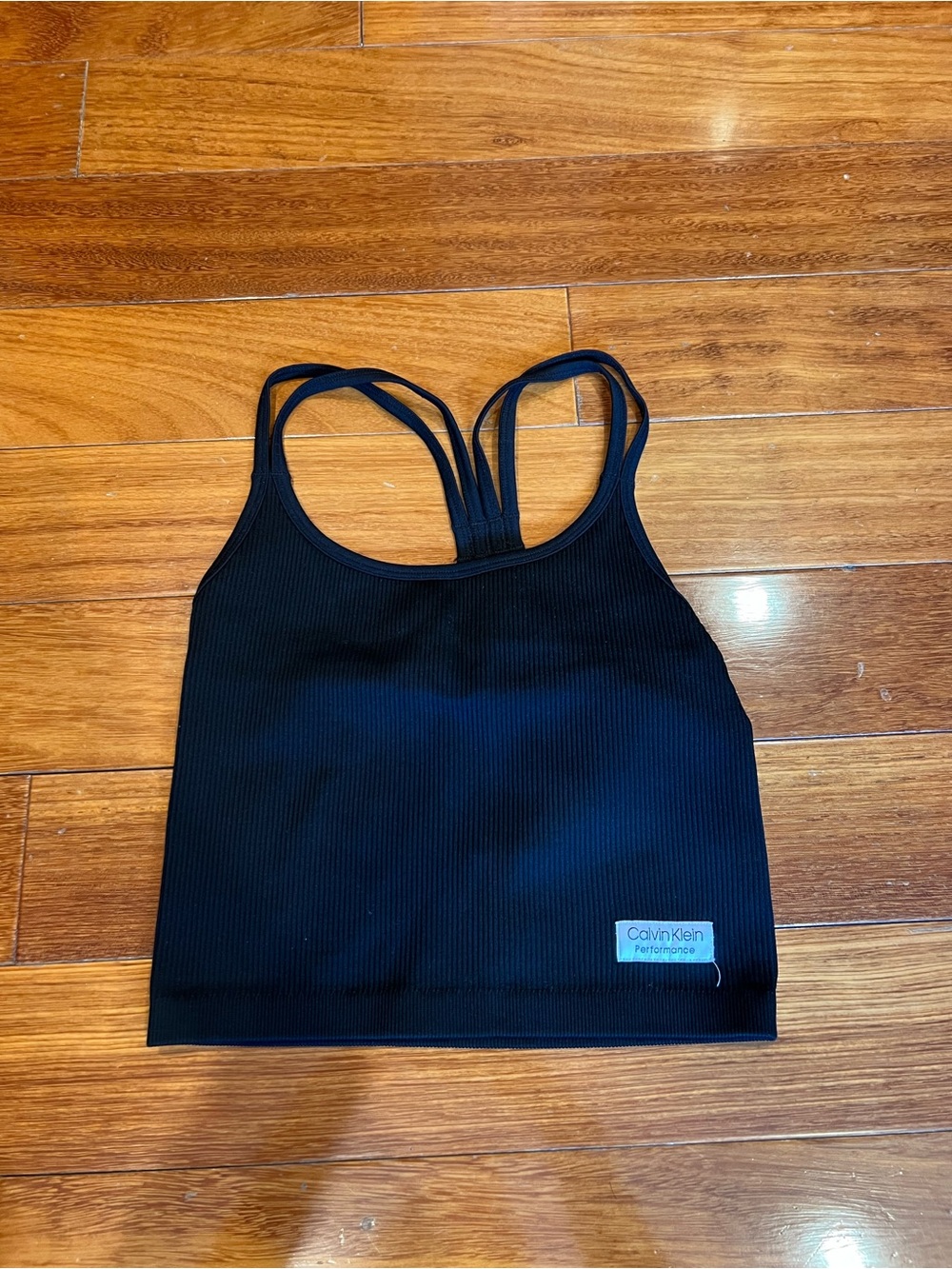 Calvin Klein Black Ribbed Strappy Performance Bra